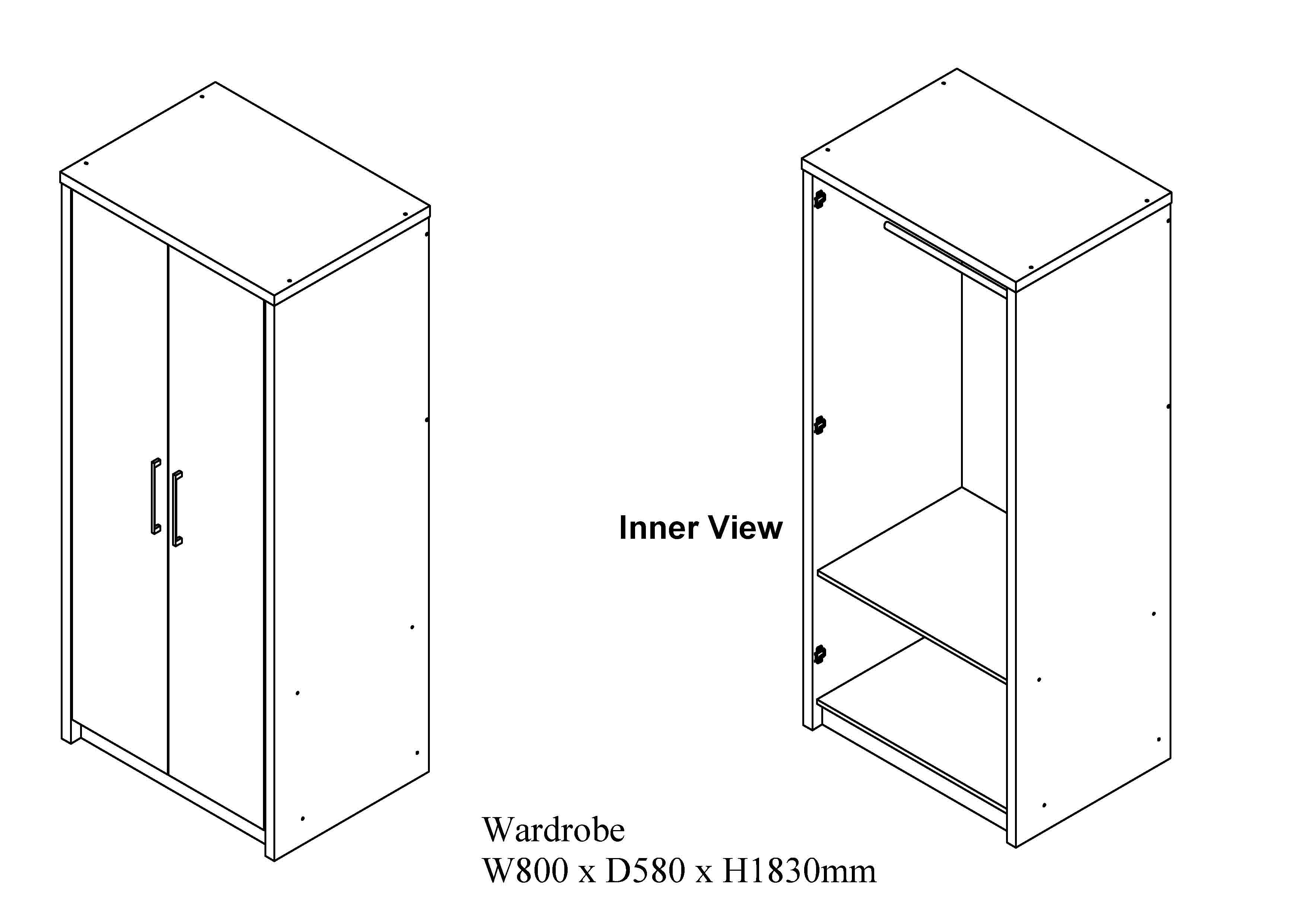 Lavender Wardrobe 2 door